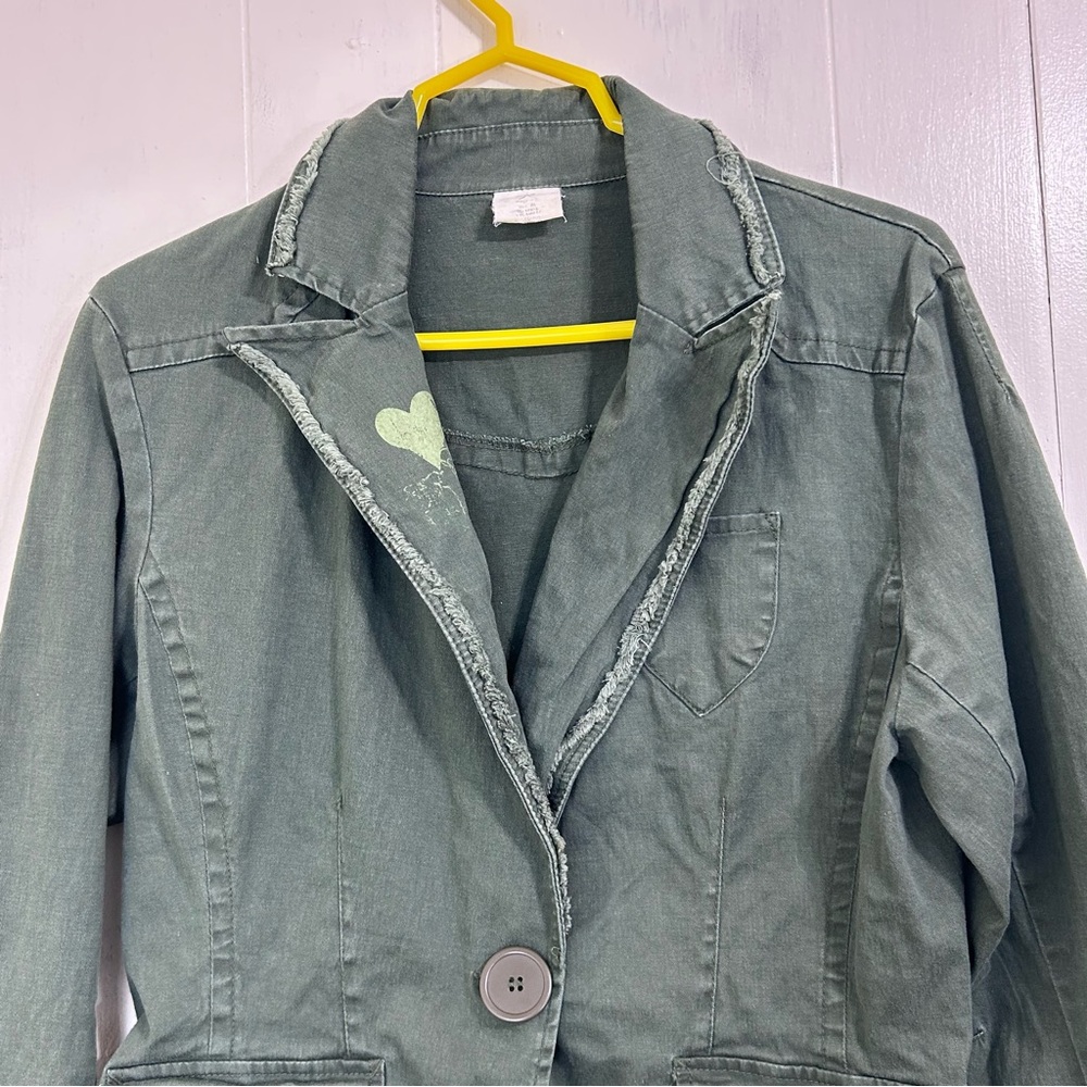 Vintage Painted Jacket Size XL Military Green Utility Jacket Size XL - Picture 4 of 14